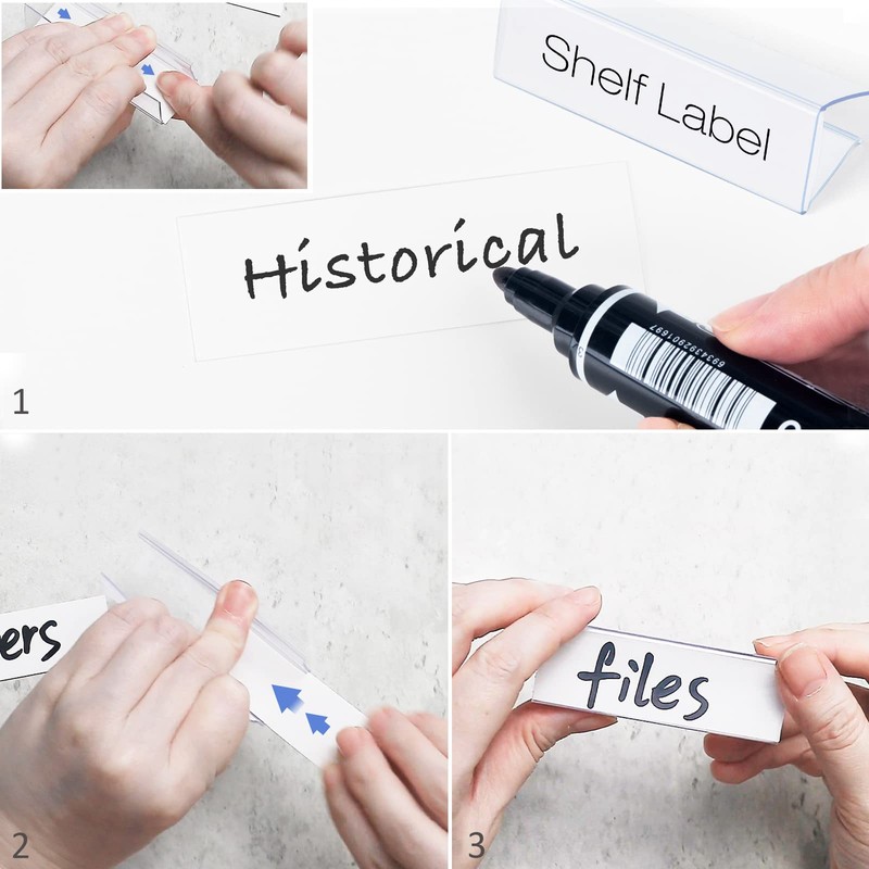 30pcs Plastic Shelf Label Holder, Clear Shelf Label Holder Wood