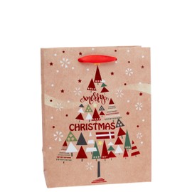 Boston International Gift Bag Christmas Holiday Gifting Paper Bags with Handles, Medium, Merry Christmas Tree