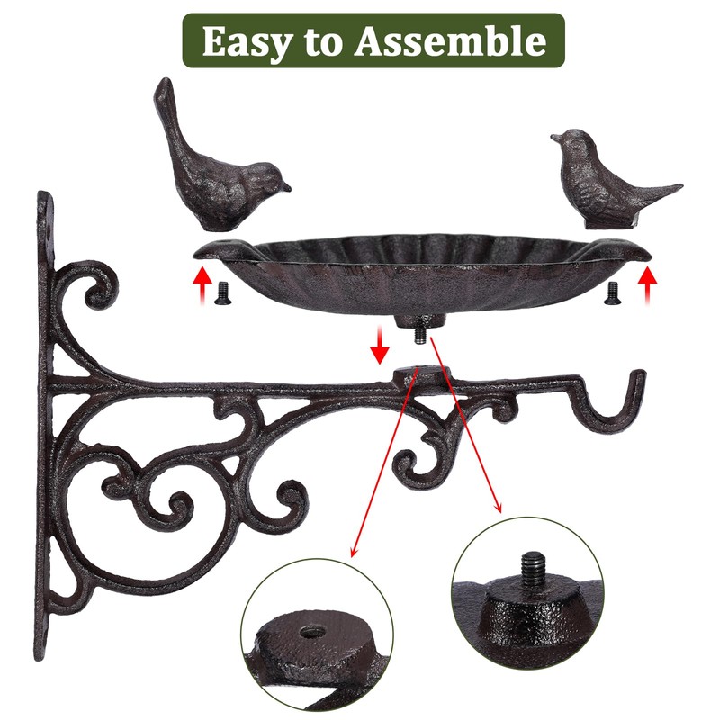JUXYES Wall Mount Birds Feeder with Hanging Bracket, Heavy Duty