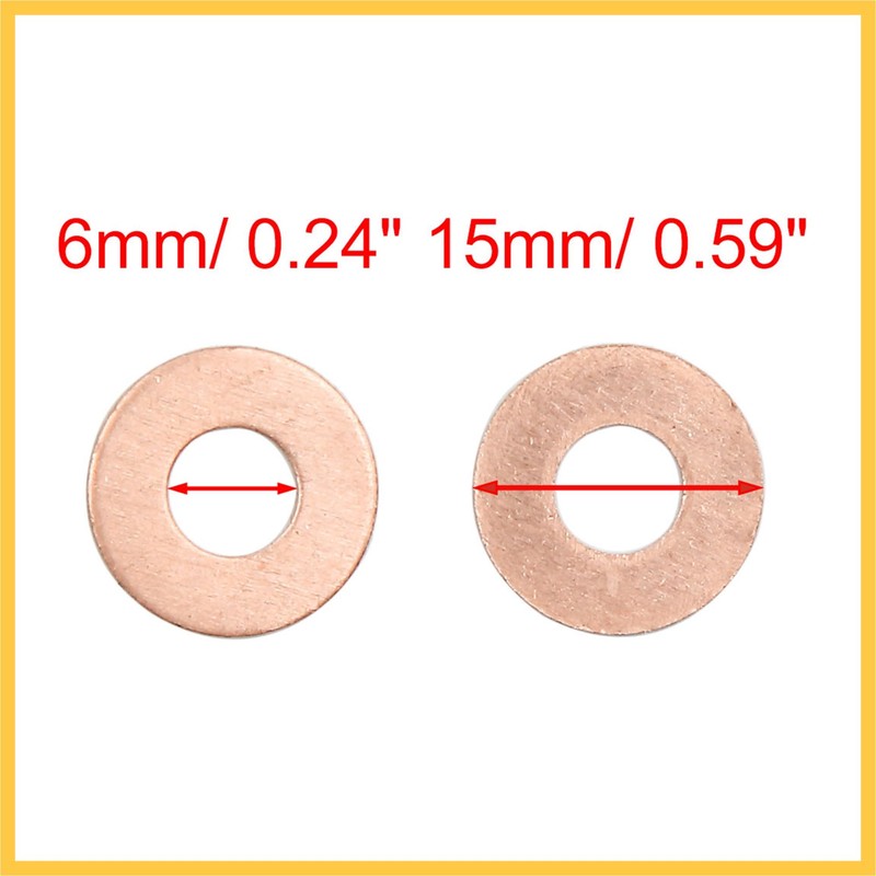 REPAIROCK 40pcs 6mm Inner Dia Copper Washers Flat Sealing Gaskets