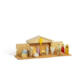 Bigjigs Toys Nativity Set - 13pcs Traditional Wooden Nativity Scene, Pretend Play Sets For Toddlers & Kids, Early Learning Activity, Christmas Decorations, Children’s Gifts, Age 2 + Year Olds