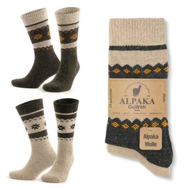 GoWith 2 Pairs Alpaca Wool Socks for Men and Women, Thermal Warm Crew Merino Socks, Unisex Heated Winter Boot Socks, Model: 3097