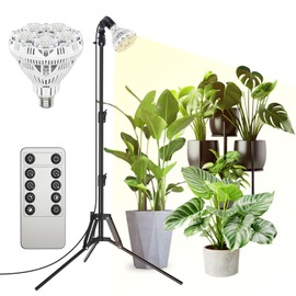 SANSI Grow Lights for Indoor Plants, 450W Equivalent 4 Dimmable Levels Full Spectrum Plant Lights. Energy Efficient 30W Tripod Stand Adjustable 30"-55" Grow Lamp with Remote Control Auto Timer