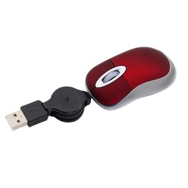 DIWOSHE 3 Button Retractable Retractable Super Mini Mouse with Cable Retractable Optical Retractable Mini Small Small with Reel for Kids Portable PC Laptop Computer Red