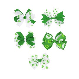 Koolgil Girl's St. Patrick's Day Bowknot Hair Clip Four Leaf Clover Children's Duck Beak Clip Hair Accessories (5 Pcs)