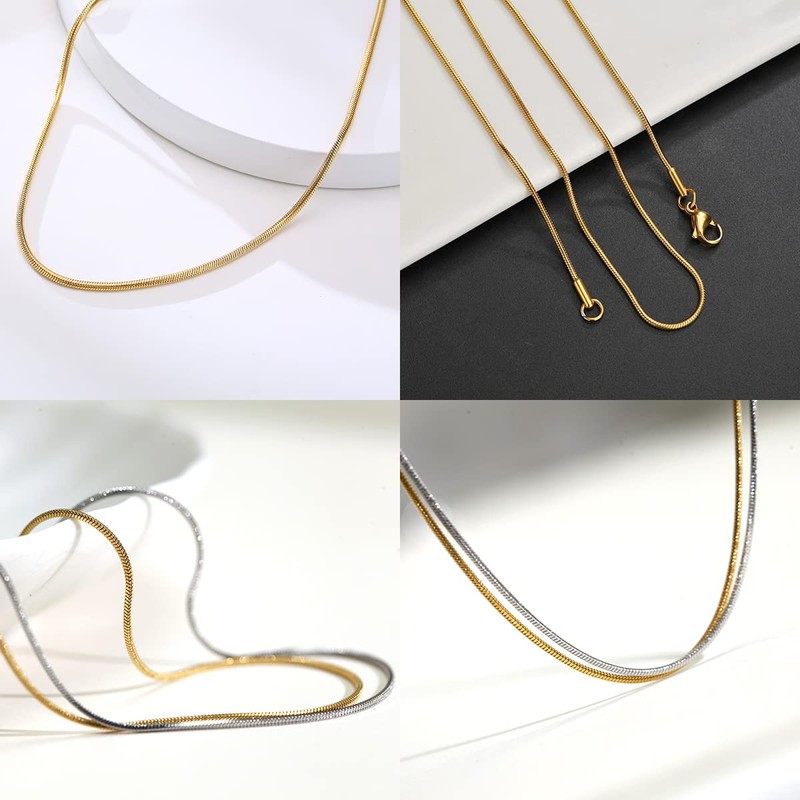 LUXSTAR Snake Chain, Thin, 0.08 inch (2 mm), Unisex, Hypoallergenic,