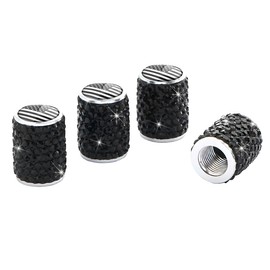 Mandark 4PCS Bling Car Tire Valve Stem Caps, Crystal Rhinestone Vehicle Wheel Tire Valve Protective Cover, Dustproof Diamond Auto Tire Air Cap Accessories, Universal for SUV, Sedan, Truck (Flag)