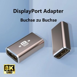 VMOJO 2 Pack Displayport Coupler Adapter, Alloy Housing 8K UHD HDR Displayport (DP) 1.4 Female to Female Extender Extension Male Converter, Backward Compatible with 1.3 1.2 1.1