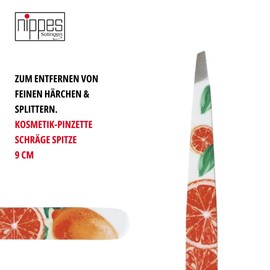 Nippes CITRUS cosmetic tweezers grapefruit | bevelled tip | stainless steel | colourful lacquer | 9 cm long | fine tweezers | tear off eyebrow tweezers