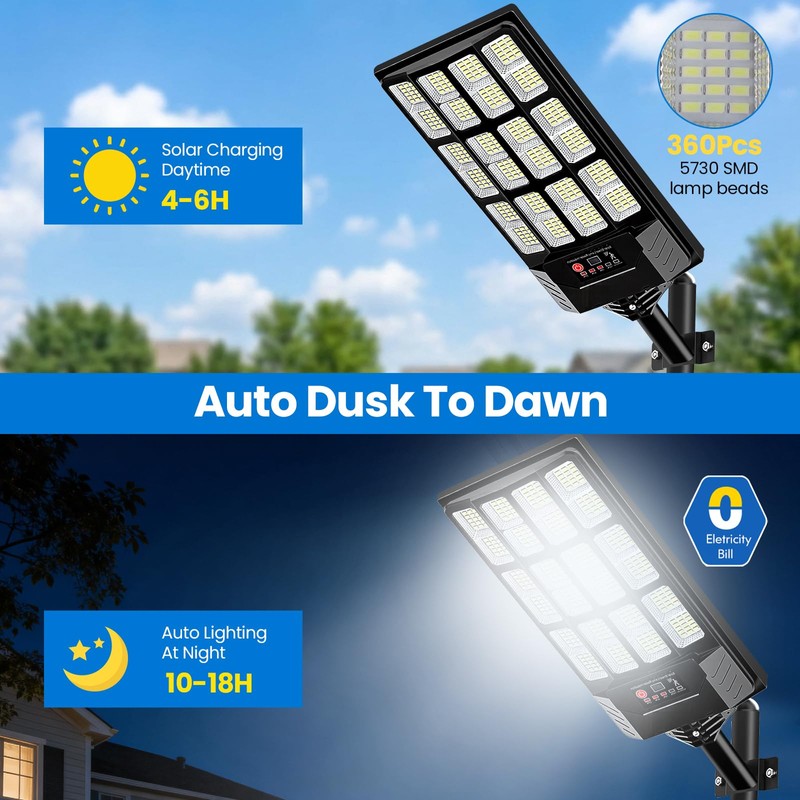 JWT 2 Pack Solar Street Lights Outdoor Waterproof, Commercial Solar