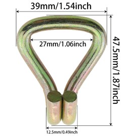 Heyous 4PCS Double J Hooks Heavy Duty Steel Ratchet Strapping Hooks Load 2204 Lbs Tensioner Double Row Hook Bundle Accessory Suitable for 1 Inch Strapping