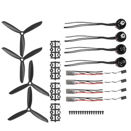 Drone Motor Set, 2205 2300 KV Aluminium CW (2x) + CCW (2x) Motor (28 x 18 mm) + 20A Brushless ESC (4x) + Propeller (4x) + Paddle Accessories (4x) + Screws (16x) Kit Set RC Drone Accessories