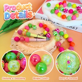 50 abalorio de chicle de 20 mm, múltiples estilos mezclados grandes abalorio acrílicas gruesas para hacer joyas, bolígrafos, llaveros, manualidades (chicle)