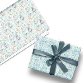 Glick Luxury Flat Wrap, Three Sheets of Double Sided Fishy Wrapping Paper, Perfect for Gift Wrapping for Birthdays, Perfect for Koi Carp Lovers, 50 x 70 cm when open.