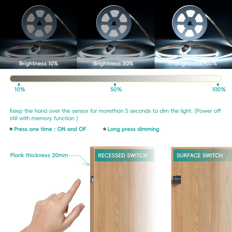 lichtvoll COB LED Strip 3 m Cool Cold 6000 K
