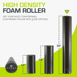 ProsourceFit High Density Foam Rollers 36 - inches long, Firm Full Body Athletic Massage Tool for Back Stretching, Yoga, Pilates, Post Workout Muscle Recuperation, Black