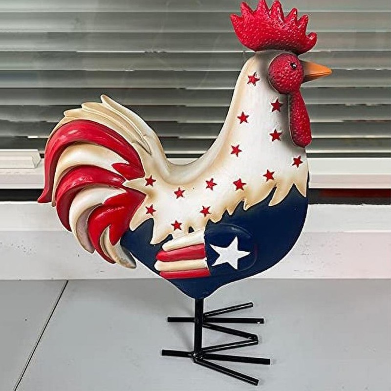 Resin Roosters Ornaments Chicken Statue Independence Day Decoration Patriotic Ornament