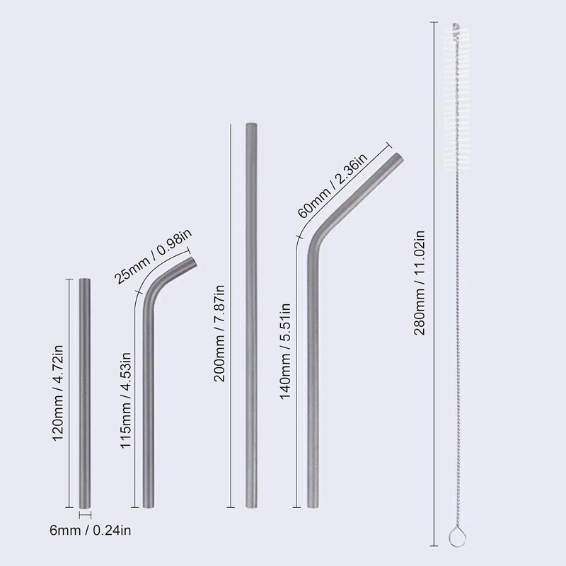 Daconovo Ti Straws Set Pajitas Reutilizables Livianas para Adultos Niños