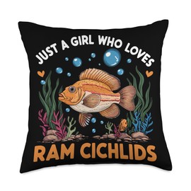 Ram Cichlid Fish Lover Freshwater Aquarium Fish Aquarist Throw Pillow