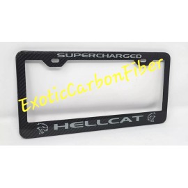 Exotic Carbon Fiber Hellcat Destroyer Grey Carbon Fiber license Plate Frame 2x2 Gloss