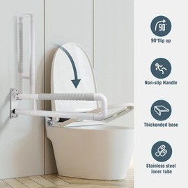 WochiTV Flip up Grab Bar 30.1 Inch Handicap Grab Bars Wall Mounted Toilet Handrail Anti Slip Bathroom Safety Bar for Senior Elderly Pregnant Aid