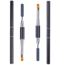 Art&Beauty 2pcs Polygel Brush and Picker Dual-Ended 2 IN 1 Design Stainless Steel Gel Nail Brush Polygels Slice Tool for PolyGel UV Gelsl Acrylic Nails Extension Quick Building Gel