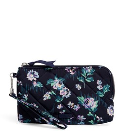 Vera Bradley Women's Performance Twill Wristlet With RFID Protection, Navy Garden, One Size