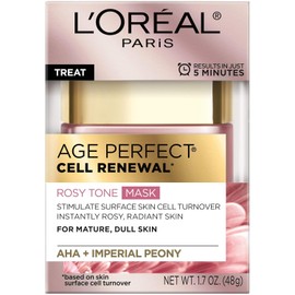 L'Oreal Paris Skincare Age Perfect Rosy Tone Face Mask with Aha Imperial Peony for rosy skin 1.7 oz 1.7 Fl Oz / 로레알 파리 스킨케어 에이지 완벽한 로지 톤 페이스 마스크와 아하 황실 모란으로 장밋빛 피부 1.7온스 1.7 Fl Oz