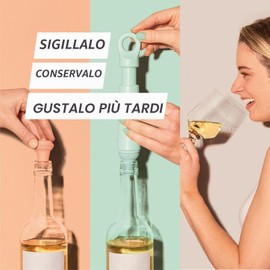 Vacu Vin Set Pompa Vino con Tappi Riutilizzabili - Set 4 Pezzi - Chiusura Ermetica per Bottiglie di Vino