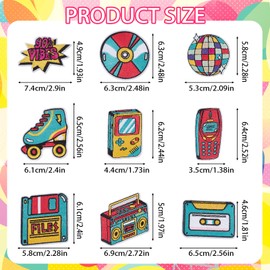 letsinstyle 9Pcs Hip Hop Neon Disco Roller Skate Patches, Vintage 80s 90s Embroidered Iron on Patches, Repair Applique for Clothes Backpacks Jeans Jacket Hats Sewing Decoration