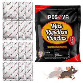 Mouse Repellent Pouches, Natural Rodent Repellent for Home, Car, RV, Garage, and Storage-Peppermint Scented Mice Repellent, Long-Lasting Indoor & Outdoor Rodent Defense (12 Pack)