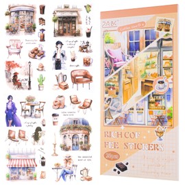 MIANRUII Scrapbook Sticker Book, 20 Sheets Magazine Stickers, Junk Journal Accessories, Pre-Cut Aesthetic PET Materials, Watercolour Scrapbooking Stickers for Adults (Coffee Brown)