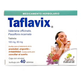 Taflavix 40 Tabs Con Valeriana Y Pasiflora Sabor Sin sabor
