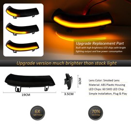 D-Lumina Sequential LED Side Mirror Turn Signal Lights Smoked Lens for VW Golf 5 EOS GTI Jetta MK5 Passat B5.5 B6 R36 Sharan Skoda Superb B5, Dynamic Indicator Mirror Marker Blinker Light, Pack of 2