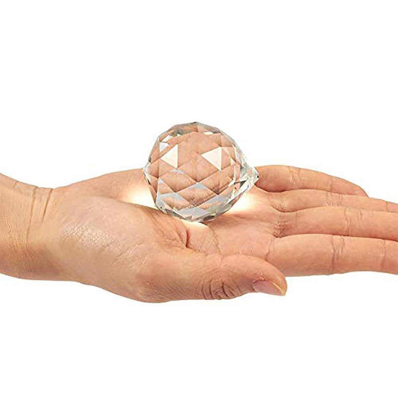 Adwikoso 4Pcs 40mm Crystal Ball Prism Pendant Glass Chandelier Hanging