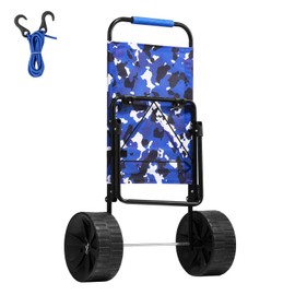 Happybuy Beach Dolly with Big Wheels, 15.4" x 15.7" Cargo Deck, 10" PE Solid Wheels, 69LBS Capacity, Folding Sand Cart for Picnic, Camping, Fishing, Beach, Gardening
