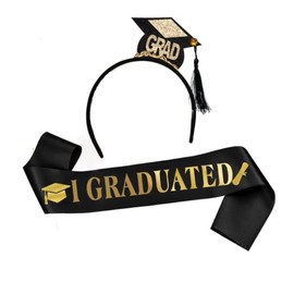 Dusenly 2024 Graduation Cap Headband Graduation Sash Headband Set for 2024 Graduation Ceremony Party Decoration Favors