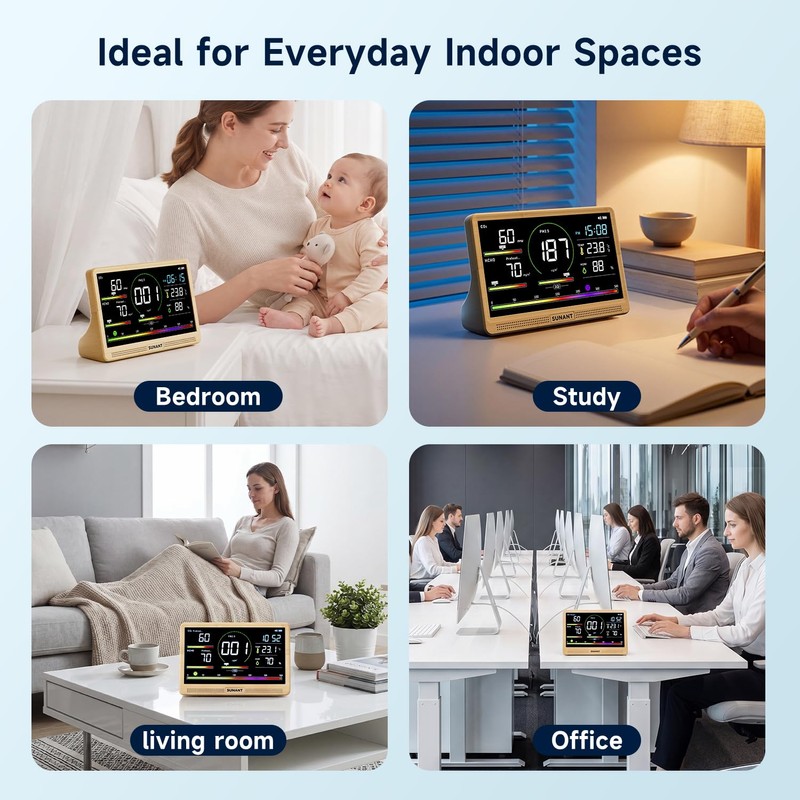 16-in-1 Air Quality Monitor Indoor, 7' Smart Large Display 9