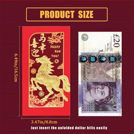 24PCS Chinese New Year Red Envelopes 2026 Lunar New Year Envelopes Year of The Horse Party Supplies Chinese New Year Gifts with 12 Gold Embossed Patterns