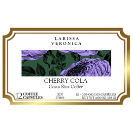 Cherry Cola Costa Rica Coffee (Single Serve K-Cup Pods) (Gourmet, Naturally Flavored, Whole Coffee Beans) (12 pods, ZIN: 571919)