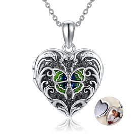 YAFEINI Tree of Life Locket Necklace S925 Sterling Silver Locket Necklace Holding Pictures Tree of Life Locket Pendant Jewellery for Women Wife Girlfriend, Sterling Silver, not known