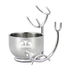 Grandslam Razor Set, 6-in-1 Men's Shaving Set, Vegan Shaving Brush, Stainless Steel Shaving Brush Holder and Shaving Bowl, Peel-Off Leather, Shaving Soap, Gift for Father, Husband, Men