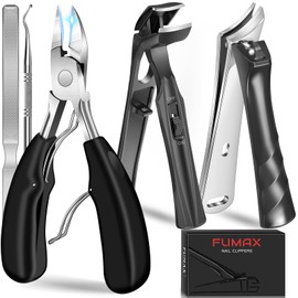 FUMAX Toenail Clippers for Seniors for Thick Toenails, Angled Toe Nail Clippers for Men with Catcher, Large Ingrown Toenail Clippers with Wide Opening, Heavy Duty Sharp Slanted Nail Cutter with Long Handle