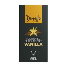 Dimello Vanilla Flavoured Ground Coffee, 250g - Luxurious Filter Blend with Central & South American Beans, Ideal for Cafetiere & Filter Brewing