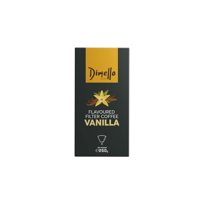 Dimello Vanilla Flavoured Ground Coffee, 250g - Luxurious Filter Blend