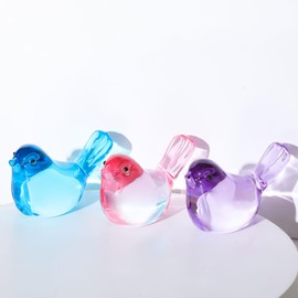 3Pcs Crystal Colourful Bird Figurines - Collectible Ornaments Glass Bird Gifts for Women Lovers (Blue, Pink, Purple)