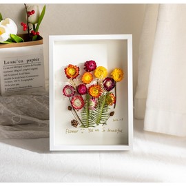 WUMEIJIAJU 8"x12" Wooden Shadow Box Deep Frame, Dried Flower Photo Frame Memory Box 3D Display Case for Dried Flowers, Photos, Memorabilia, Medals, Artworks and DIY Gifts (White, A4)