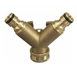 Unibos | Solid Brass Double Hose Connector for Outdoor Tap And Garden Hoses – Snap On Y Garden Tap Fitting | Dual Tap Connector