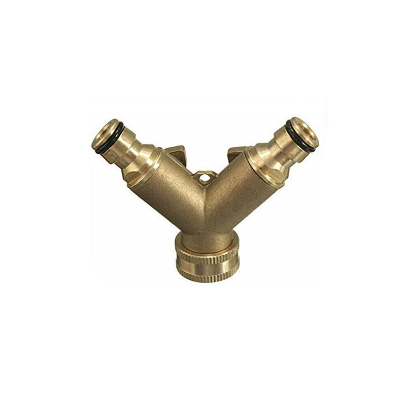 Unibos | Solid Brass Double Hose Connector for Outdoor Tap