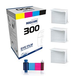 Magicard 300 Printer MC300YMCKO Color Ribbon - YMCKO - 300 Prints with Bodno Premium CR80 30 Mil Graphic Quality PVC Cards - Qty 300
